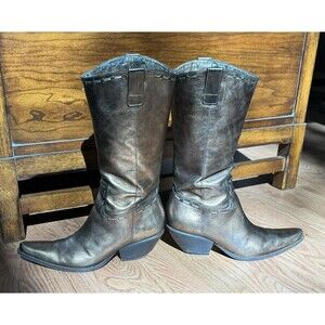 BCBGirls Bronze/Copper Metallic Western Cowboy Boots Size 8.5  Heel Needs Repair